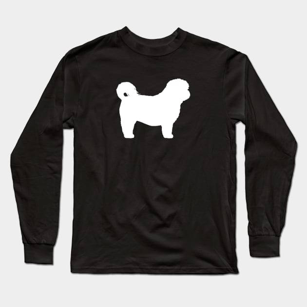 White Shih Tzu Silhouette Long Sleeve T-Shirt by Coffee Squirrel